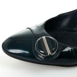 Pre Owned Louis Vuitton Teal Leather Sloane Ballet Flats Size 39