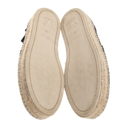 Pre Owned Louis Vuitton Black Suede Leather Frontier Embellished Espadrille Flats Size 39