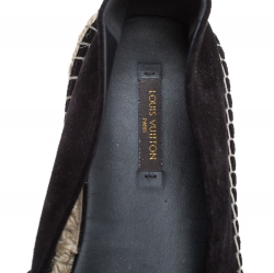 Pre Owned Louis Vuitton Black Suede Leather Frontier Embellished Espadrille Flats Size 39