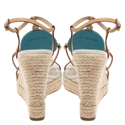 مملوكة مسبقًا Louis Vuitton Beige Vachetta Leather Divine Trunks And Bags Espadrille Wedge Sandals Size 39.5