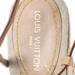 مملوكة مسبقًا Louis Vuitton Beige Vachetta Leather Divine Trunks And Bags Espadrille Wedge Sandals Size 39.5