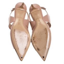 مملوكة مسبقًا Louis Vuitton Nude Beige Leather Urban Twist Slingback Pumps Size 38