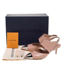 مملوكة مسبقًا Louis Vuitton Nude Beige Leather Urban Twist Slingback Pumps Size 38