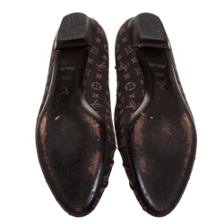 مملوكة مسبقًا حذاء فلات باليه لوي فيتون كانفاس مونوغرامي بني مقاس 39.5