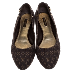 مملوكة مسبقًا حذاء فلات باليه لوي فيتون كانفاس مونوغرامي بني مقاس 39.5