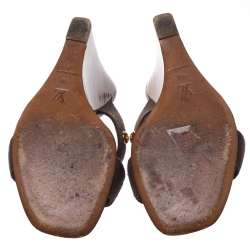 مملوكة مسبقًا Louis Vuitton Brown Canvas Studded Wedge Cross Strap Sandals Size 40