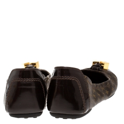 Pre Owned Louis Vuitton Monogram Canvas And Patent Leather Cap Toe Lovely Ballet Flats Size 39