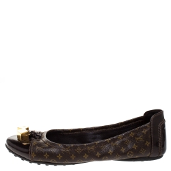 Pre Owned Louis Vuitton Monogram Canvas And Patent Leather Cap Toe Lovely Ballet Flats Size 39