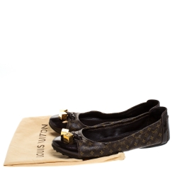 Pre Owned Louis Vuitton Monogram Canvas And Patent Leather Cap Toe Lovely Ballet Flats Size 39