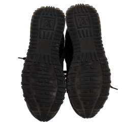 Louis Vuitton Black/Brown Mesh and Suede Leather Run Away Lace Up Sneakers Size 37