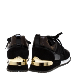 Louis Vuitton Black/Brown Mesh and Suede Leather Run Away Lace Up Sneakers Size 37