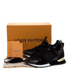 Louis Vuitton Black/Brown Mesh and Suede Leather Run Away Lace Up Sneakers Size 37