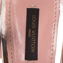 Pre Owned صندل لوي فيتون كعب روكي فتحة كعب فراشة جلد سحلية وتمساح وردي مقاس 40.5