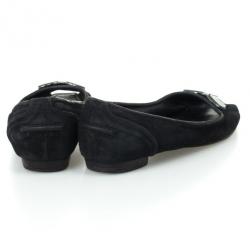 Pre Owned Louis Vuitton Black Open Toe Butterfly Ballet Flats Size 39.5