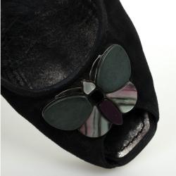 Pre Owned Louis Vuitton Black Open Toe Butterfly Ballet Flats Size 39.5