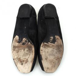 Pre Owned Louis Vuitton Black Open Toe Butterfly Ballet Flats Size 39.5