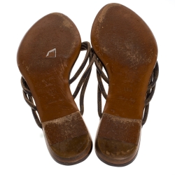 Pre Owned صندل فلات إصبع لوي فيتون فيل فري كانفاس ايبنب داميه مقاس 39.5 