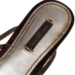 Pre Owned صندل فلات إصبع لوي فيتون فيل فري كانفاس ايبنب داميه مقاس 39.5 