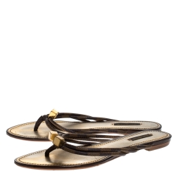 Pre Owned صندل فلات إصبع لوي فيتون فيل فري كانفاس ايبنب داميه مقاس 39.5 