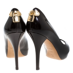 مملوكة مسبقًا Louis Vuitton Black Patent Leather Oh Really! Peep Toe Platform Pumps Size 38.5