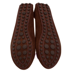 Pre Owned حذاء فلات باليه لوي فيتون أكسفورد سويدي بني مقاس 38