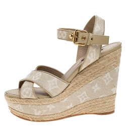 LOUIS VUITTON Canvas Waterfall Espadrille 38 Rouge 255977