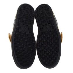Louis Vuitton Black Leather And Gold Leather Band Frontrow Low Top Sneakers Size 36.5