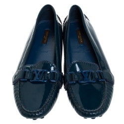 Pre Owned حذاء لوفرز أكسفورد لوي فيتون جلد لامع أسود مقاس 38.5