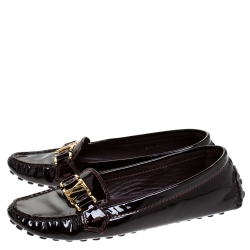 Pre Owned حذاء لوفرز لوي فيتون أوكسفورد جلد أحمر لامع مقاس 38