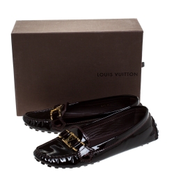 Pre Owned حذاء لوفرز لوي فيتون أوكسفورد جلد أحمر لامع مقاس 38