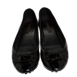 مملوكة م سبقًا Louis Vuitton Black Patent Leather Oxford Ballet Flats Size 39.5