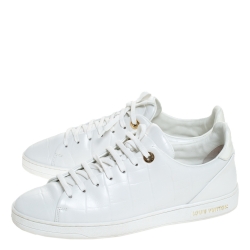 Louis Vuitton White Croc Embossed Leather Frontrow Low Top Sneakers Size 40