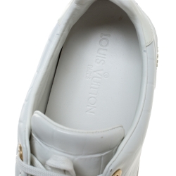 Louis Vuitton White Croc Embossed Leather Frontrow Low Top Sneakers Size 40
