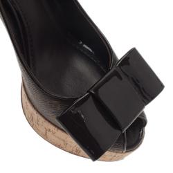 مملوكة مسبقًا Louis Vuitton Monogram Brown Canvas Rivoli Cork Platform Peep Toe Pumps Size 37.5