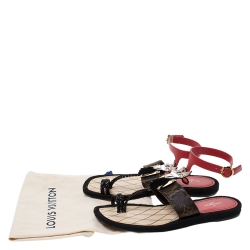 مملوكة مسبقًا Louis Vuitton Multicolor Leather Tribal Mask Magic Spell Flat Sandals Size 39