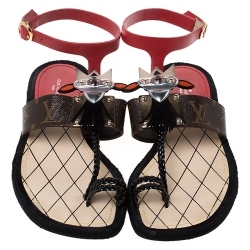 مملوكة مسبقًا Louis Vuitton Multicolor Leather Tribal Mask Magic Spell Flat Sandals Size 39