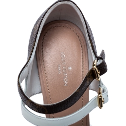 Louis Vuitton Tri Color Monogram Canvas and Leather Double Strap Sandals Size 38