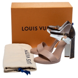 Louis Vuitton Tri Color Monogram Canvas and Leather Double Strap Sandals Size 38