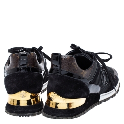 Louis Vuitton Two Tone Mesh And Monogram Canvas Run Away Lace Up Sneakers Size 40