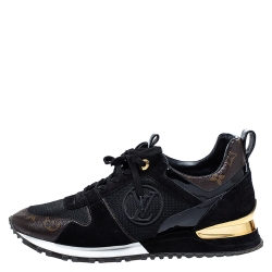 Louis Vuitton Two Tone Mesh And Monogram Canvas Run Away Lace Up Sneakers Size 40