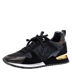 Louis Vuitton Two Tone Mesh And Monogram Canvas Run Away Lace Up Sneakers Size 40