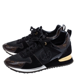 Louis Vuitton Two Tone Mesh And Monogram Canvas Run Away Lace Up Sneakers Size 40