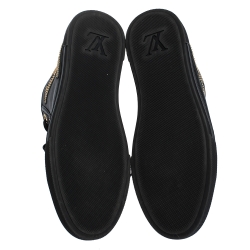 مملوكة مسبقًا Louis Vuitton Black Leather Studded Punchy High Top Sneakers Size 38.5