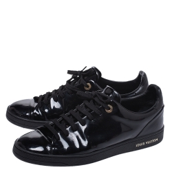Louis Vuitton Black Patent Leather Frontrow Sneakers Size 39.5