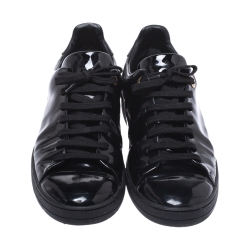 Louis Vuitton Black Patent Leather Frontrow Sneakers Size 39.5
