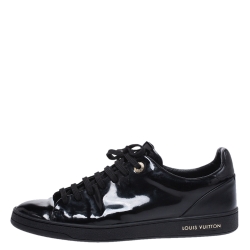 Louis Vuitton Black Patent Leather Frontrow Sneakers Size 39.5