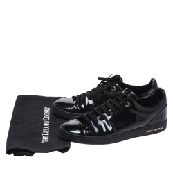 Louis Vuitton Black Patent Leather Frontrow Sneakers Size 39.5