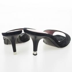 مملوكة مسبقًا Louis Vuitton Black Fabric Monogram Mules Size 38.5