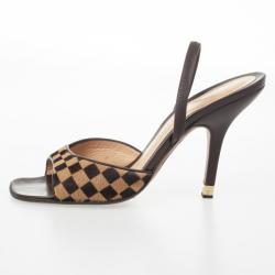 مملوكة مسبقًا Louis Vuitton Brown Damier Sauvage Pony Hair Mules Size 38