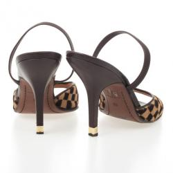 مملوكة مسبقًا Louis Vuitton Brown Damier Sauvage Pony Hair Mules Size 38